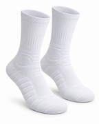 Paire de chaussettes de randonnée SAVUYA blanches, vue à plat