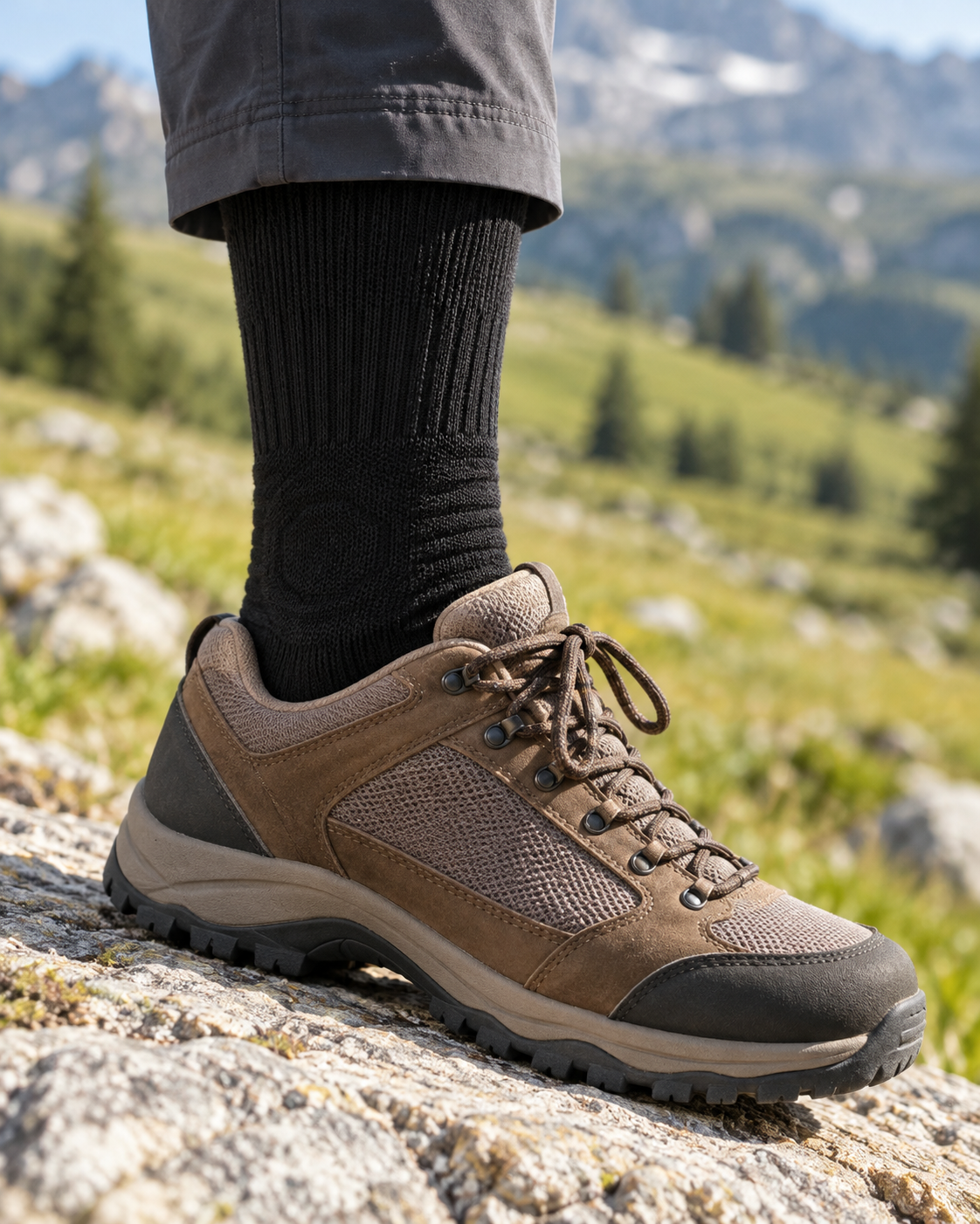 Chaussette portée, hauteur de tige au-dessus du col de la chaussure