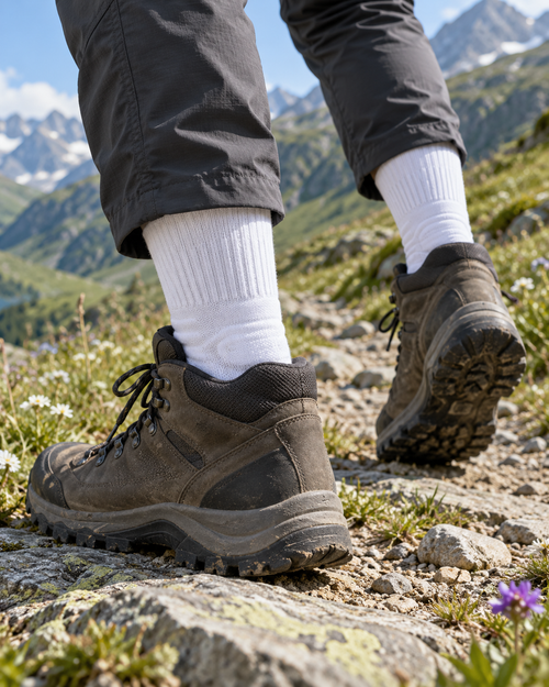 Marche sur un sentier de montagne suisse