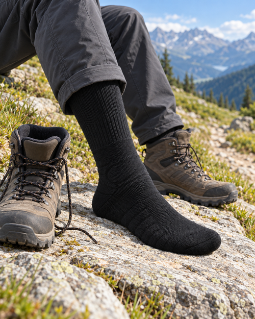 Pause sur un rocher, chaussure retirée